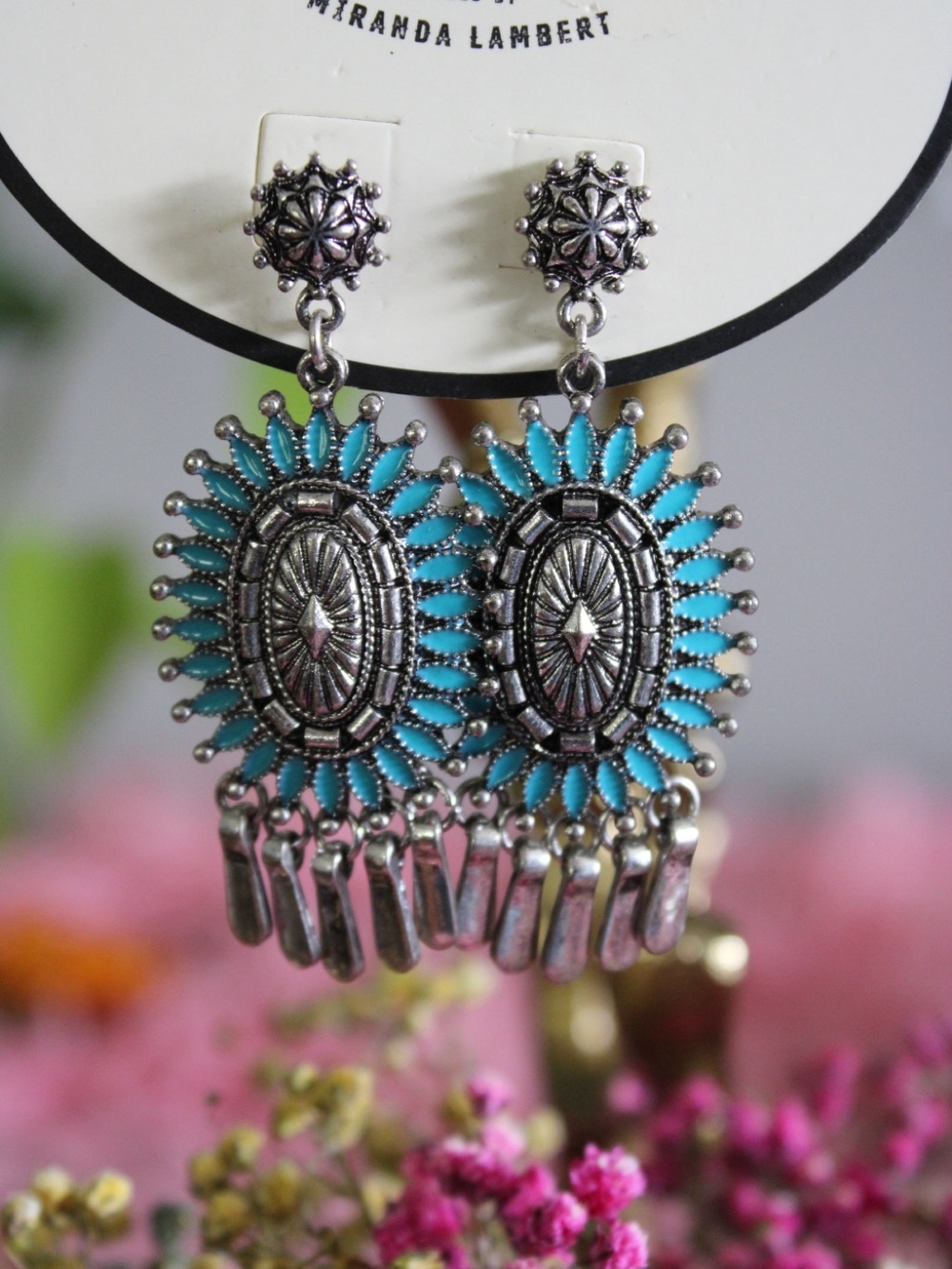 Idyllwind Turquoise and Silver Sunburst Dangle Earrings